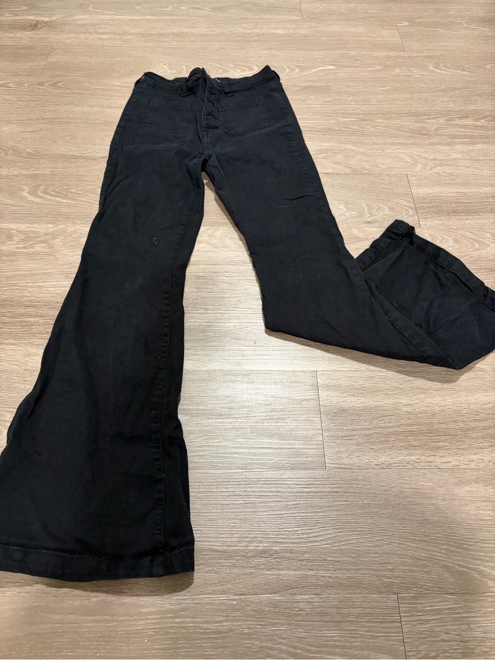 Cello Black Wide-Leg Flare Jeans